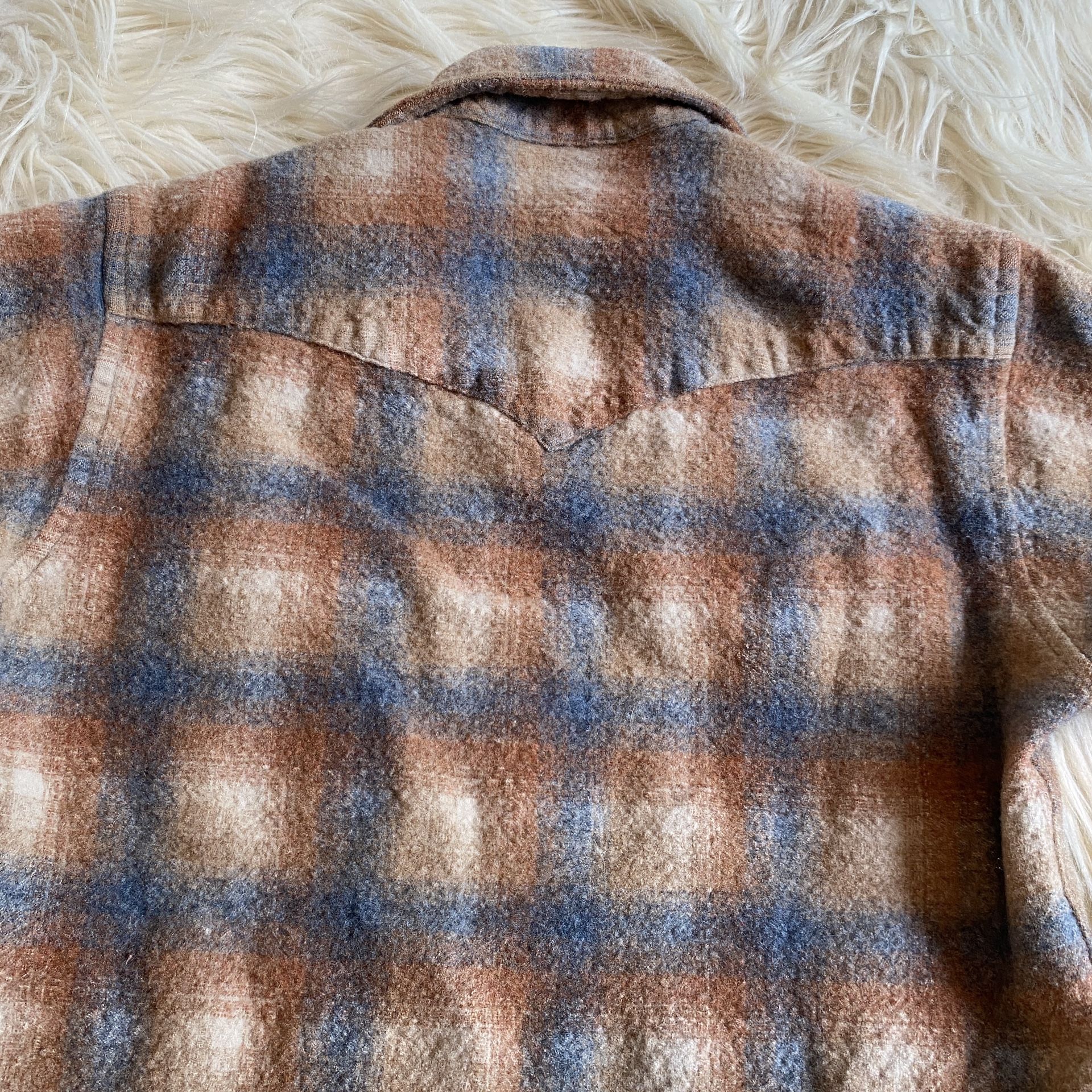 Vintage 70s Pendleton High Grade Western Wear Wool Pearl Snap Flannel Boys M
