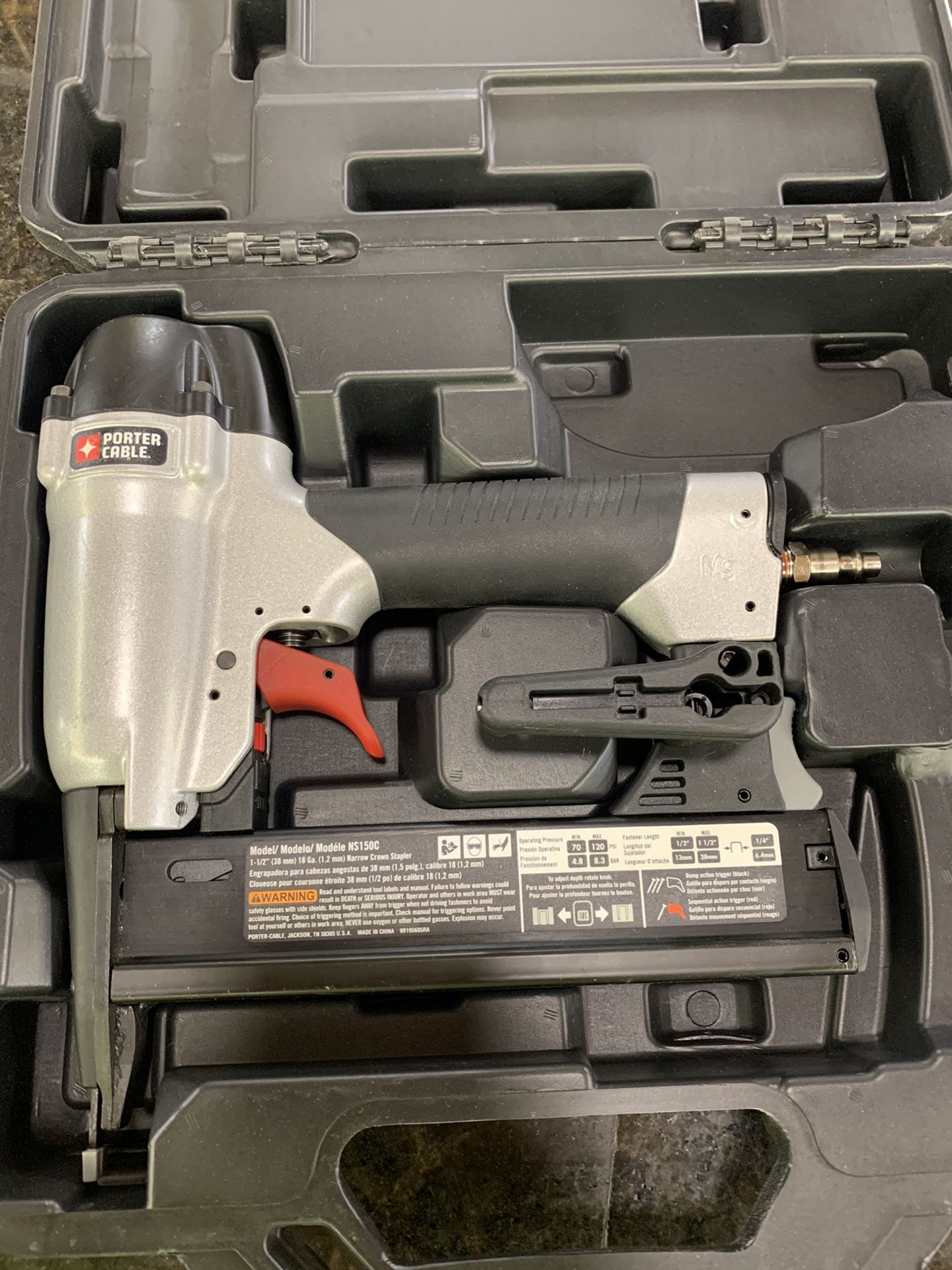 PORTERCABLE NS150C 11/2Inch 18GA Narrow Crown Stapler Kit for Sale
