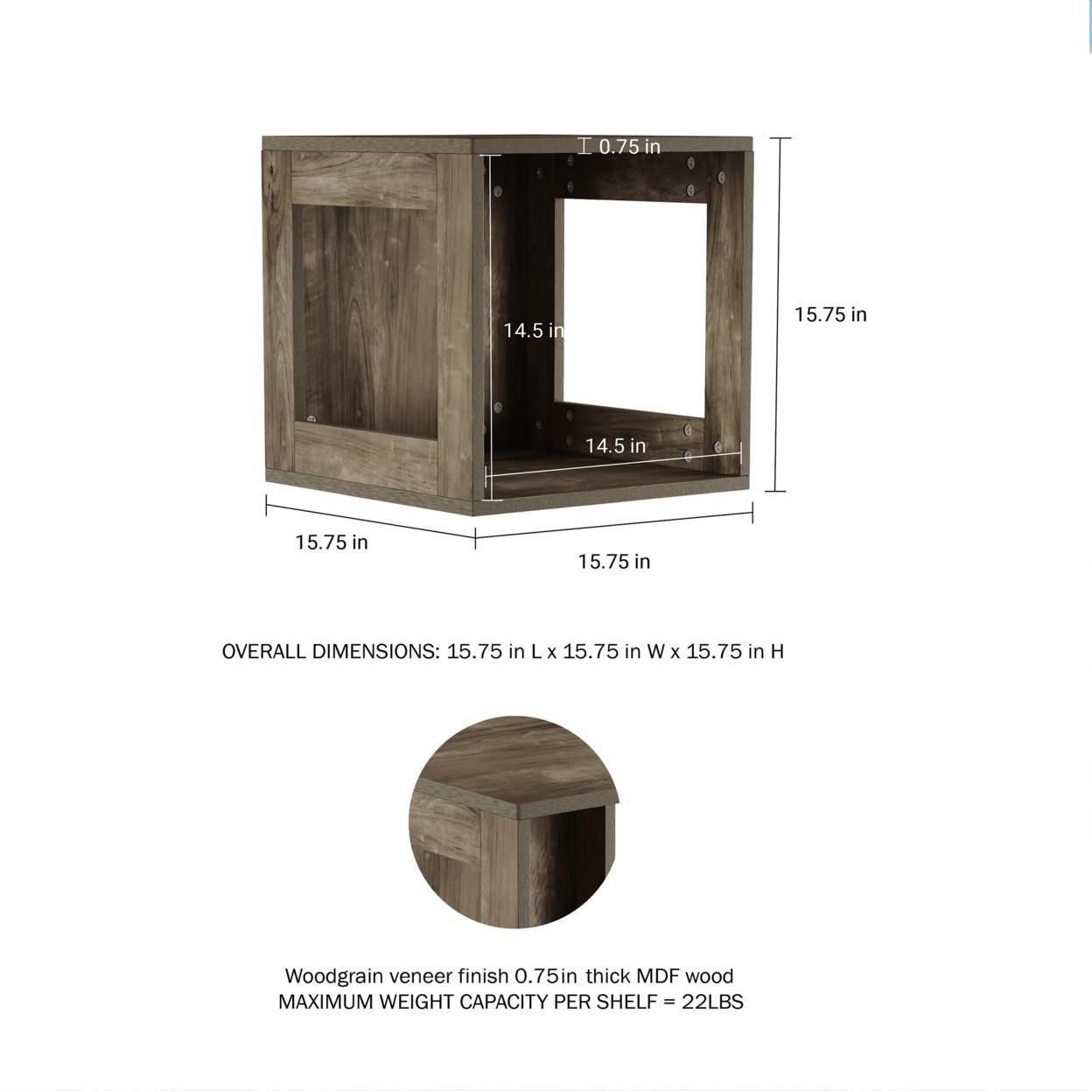 Open End Table Stackable Contemporary Minimalist Modular Cube Accent Table with Open Sides