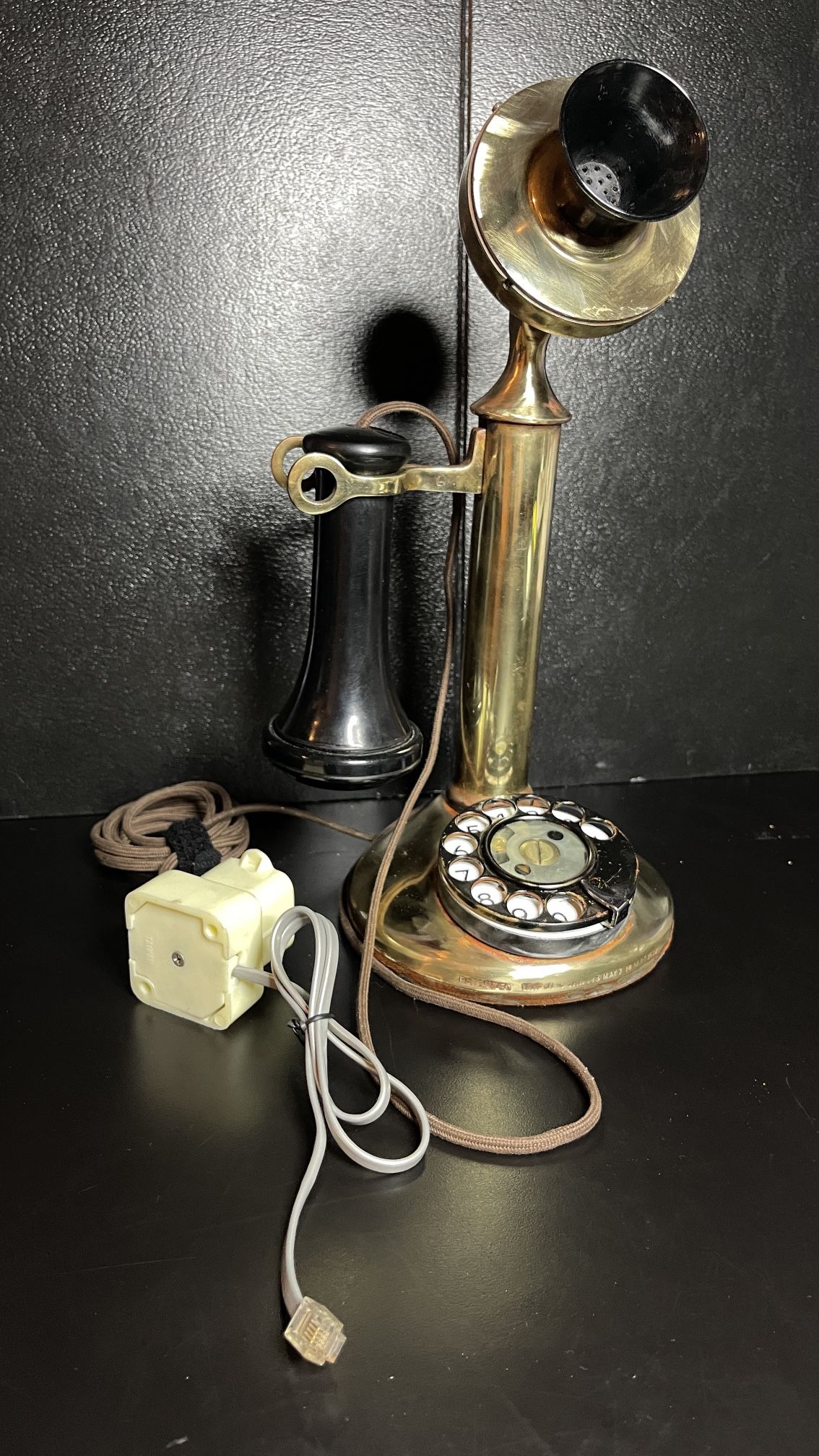 Antique 1913 American Bell Brass and Bakelite Candlestick Phone WORKS