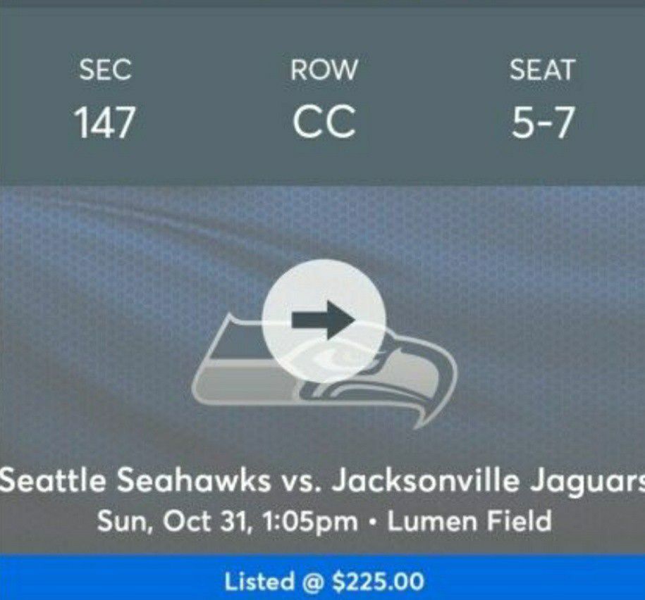 3 Seahawks Tickets $140 Each