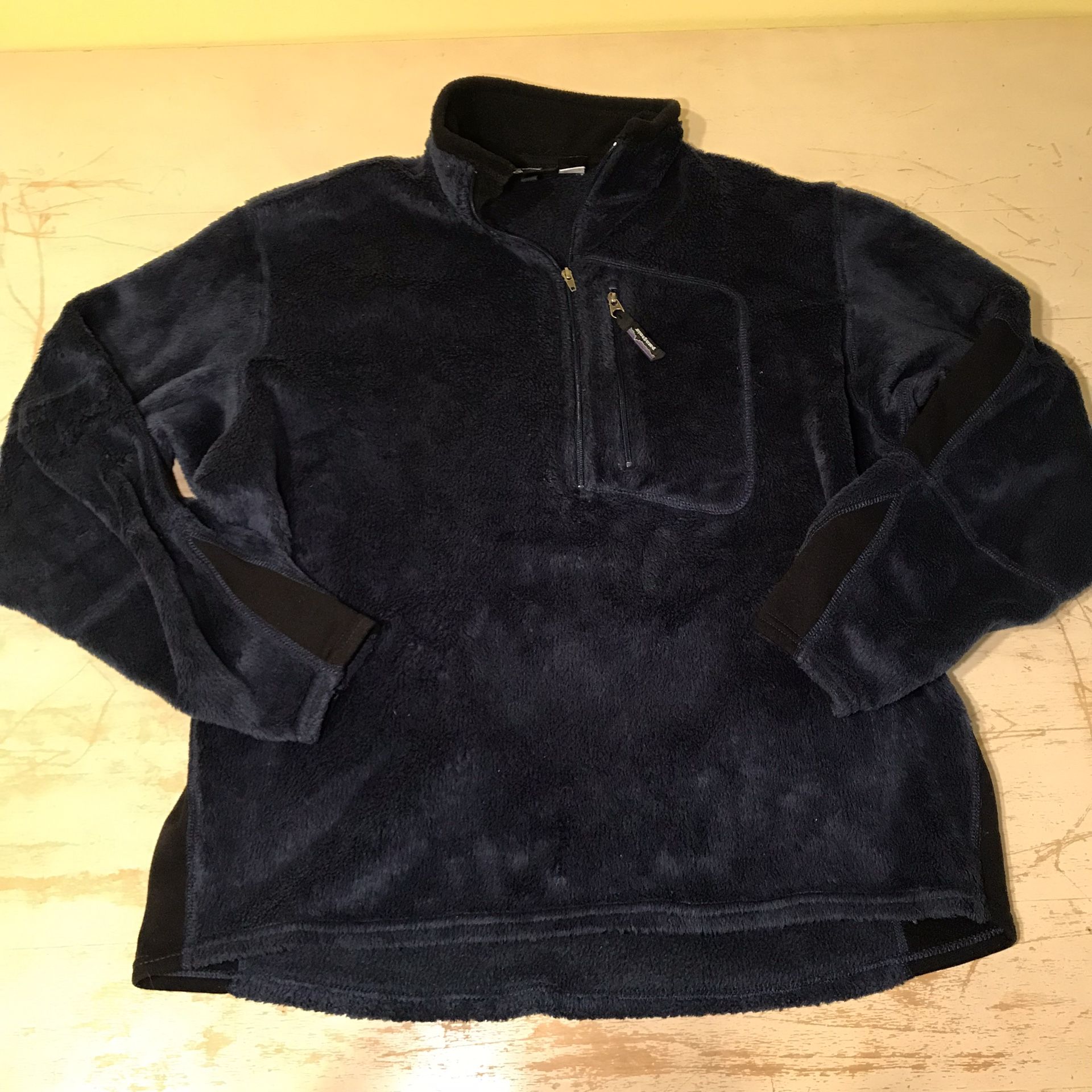 Patagonia Furry Fleece 1/4 Zipped Blue Jacket Sz Large