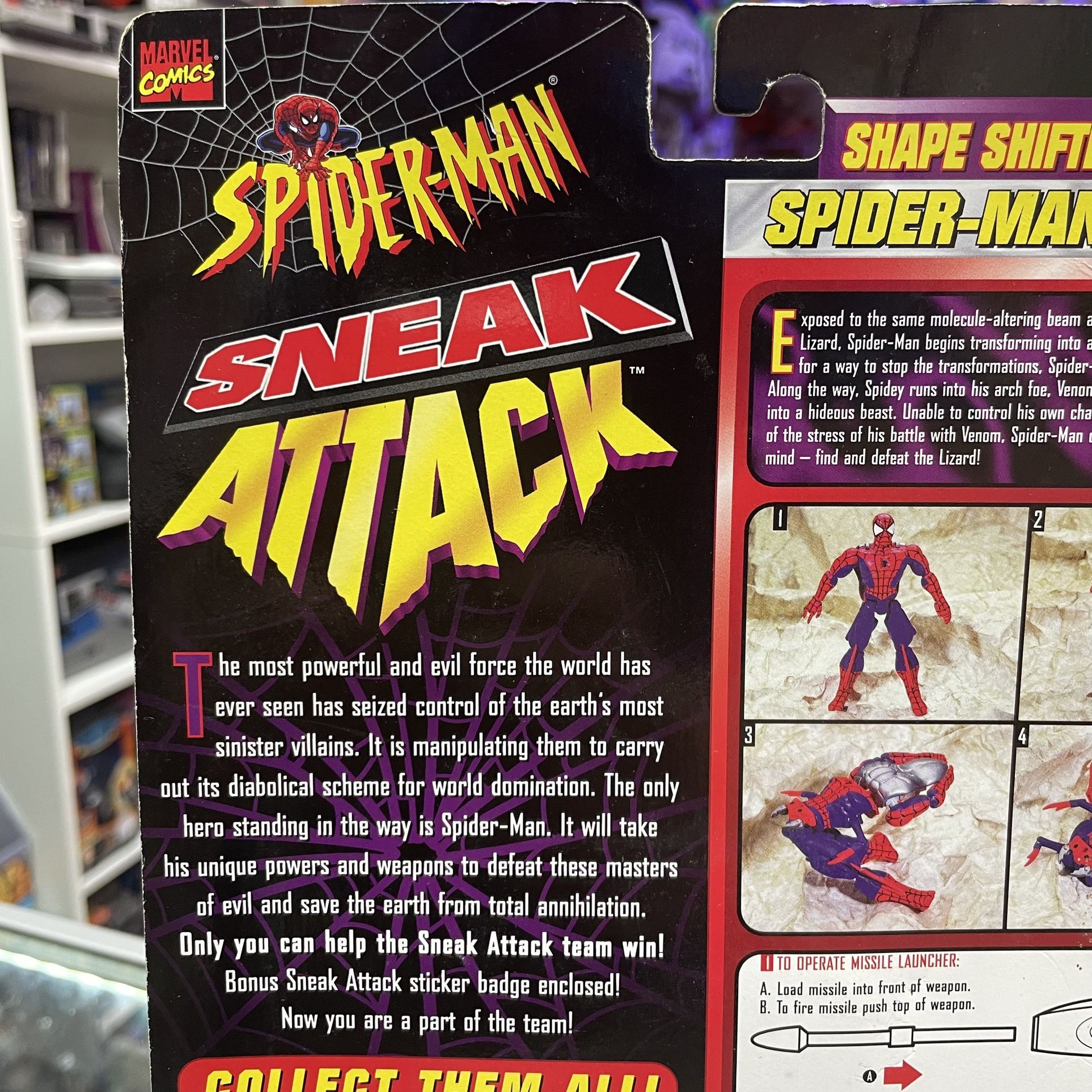Vintage 1998 Toy Biz Shape Shifters Spider-Man Action Figure Toy NIB - Transforms Into Mega Mutant Monster Spider