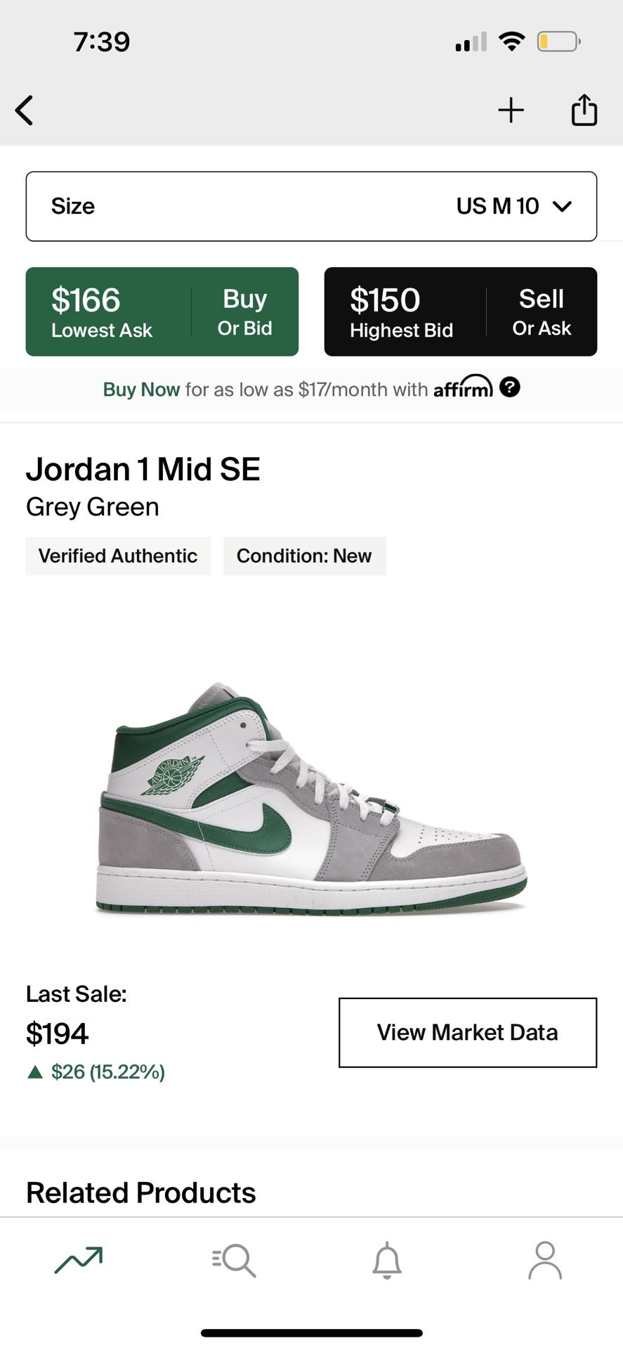 Jordan 1 Mid SE Grey Green