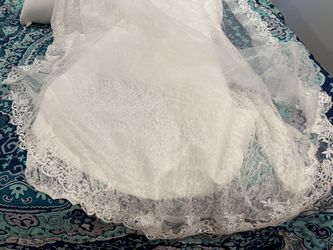 Sweetheart Lace Ballgown With Train and Matching Veil  Thumbnail