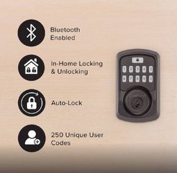 Kwikset Aura Bluetooth Programmable Keypad Door Lock Deadbolt Featuring SmartKey Security, Venetian Bronze, New, Price Is Not Negotiable  Thumbnail