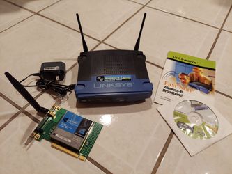 Linksys WRT54G Wireless WiFi Router And PCI Card  Thumbnail