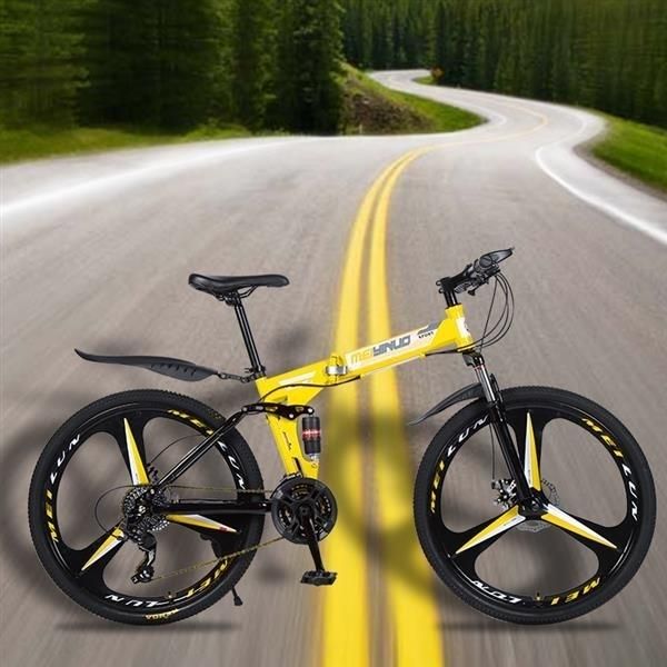 26 inch 21 Speeds Folding Mountain Bikes High Carbon Steel Bicycle Three Knives Wheel Shockproof Mountain Bike Adult