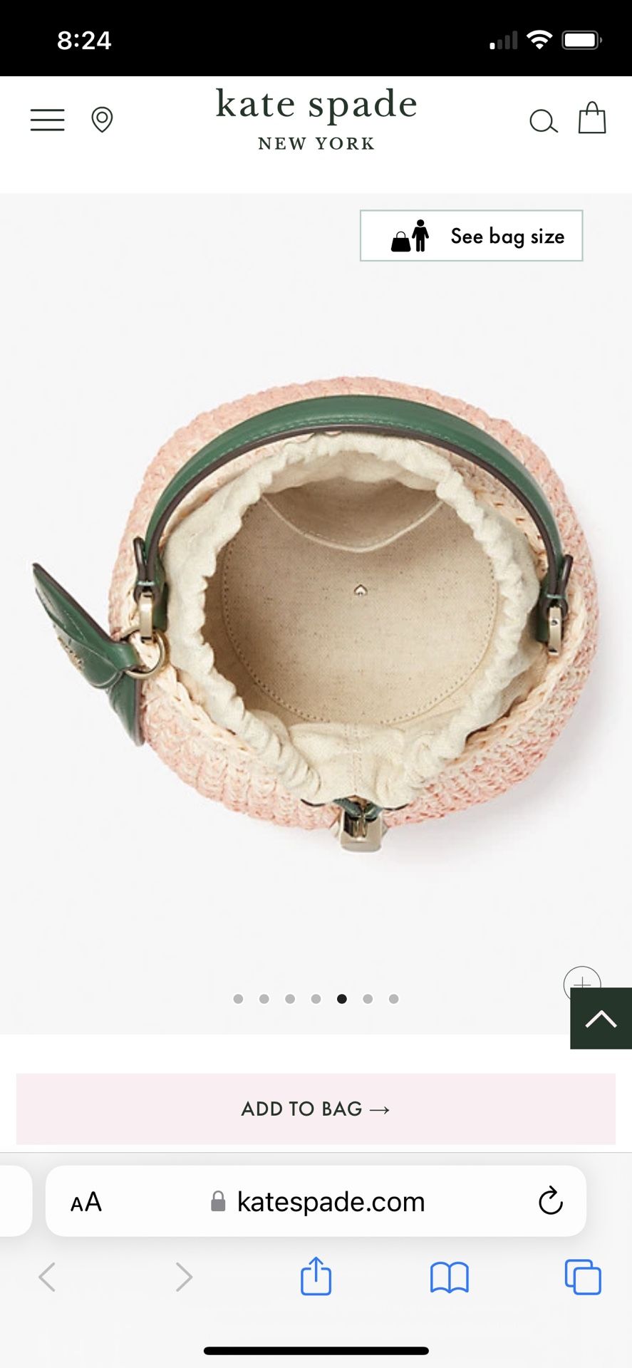 Kate Spade Bellini 3D Pink Peach Crossbody Purse Bag Woven