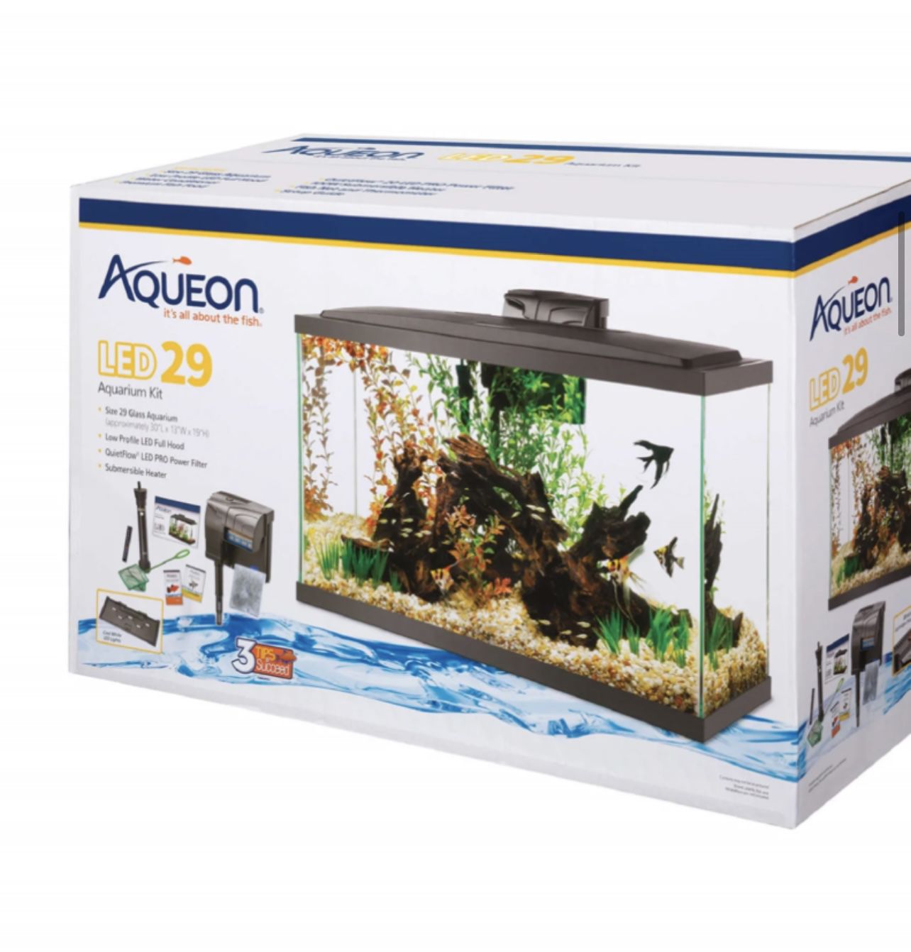 Aqeon Aquarium And Wood Cabinet
