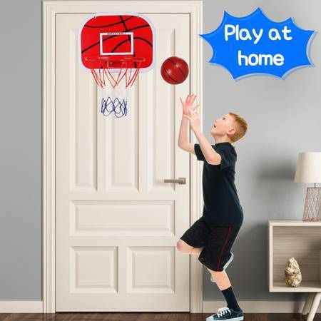 Basketball Hoop Indoor for Kids Toddlers Mini Basketball Hoop Over The Door 15” x 11.5” Backboard with Ball & Complete Accessories Wall Basketball Gam