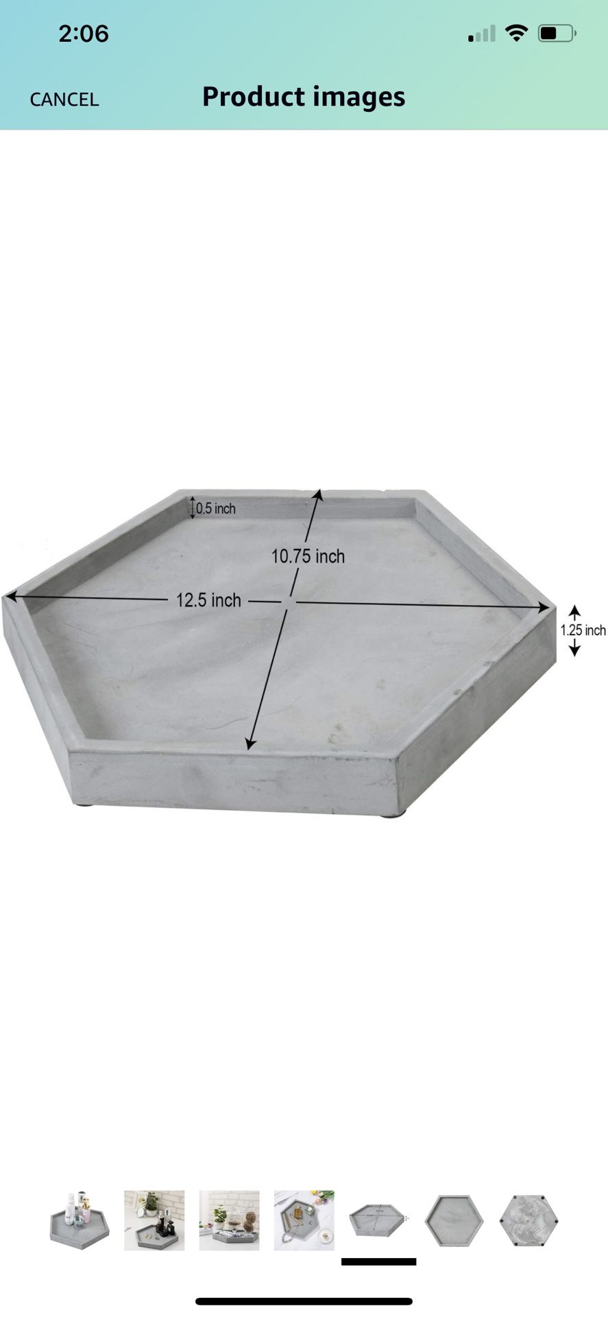 MyGift Modern Gray Concrete Hexagonal Decorative Display Bathroom Vanity Tray