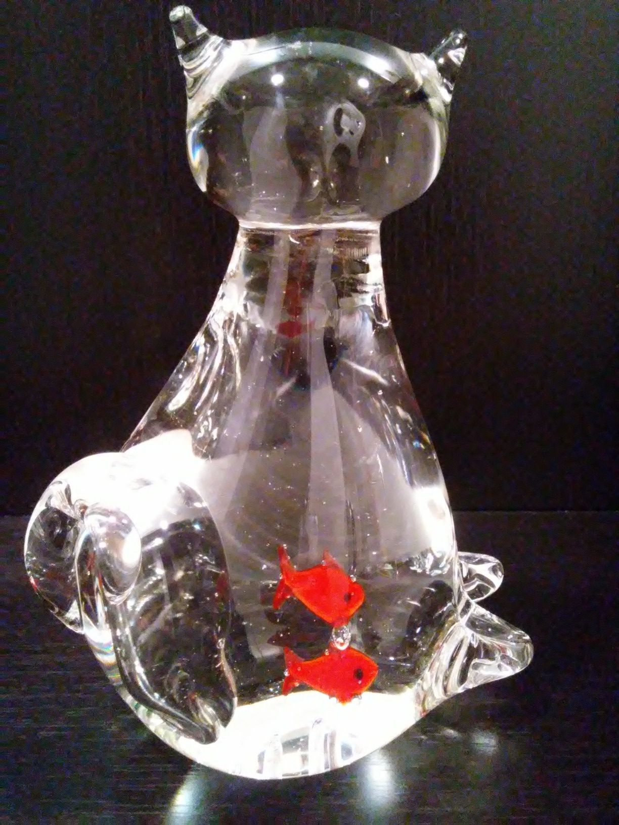 Pair of Solid Art Glass Kitten and Cat