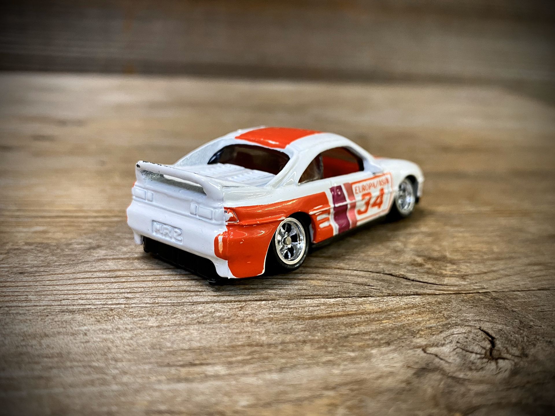 CUSTOM 1:64 Toyota MR2 - Hot Wheels (Lowered + camber with upgraded premium 10-spoke chrome wheels)