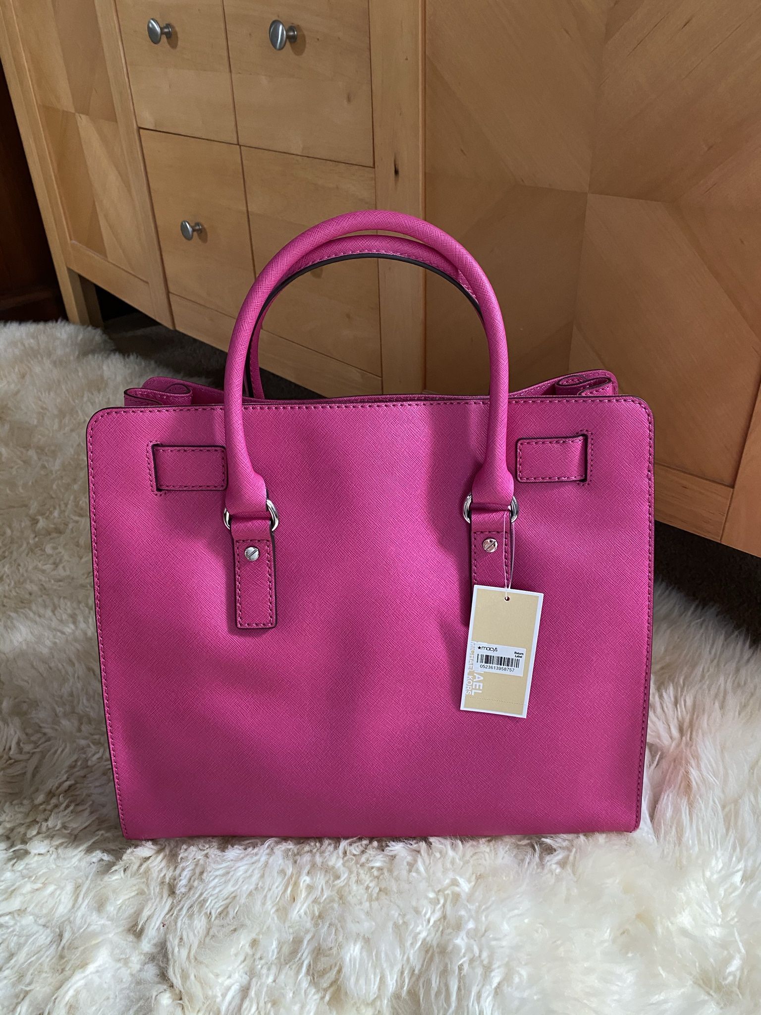 Michael Kors Large Hamilton Raspberry Pink Saffiano Leather Tote Bag