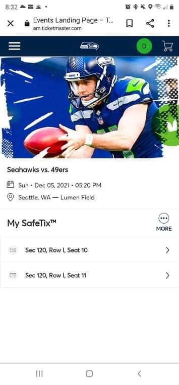 Seahawks Ticket ( Row i )