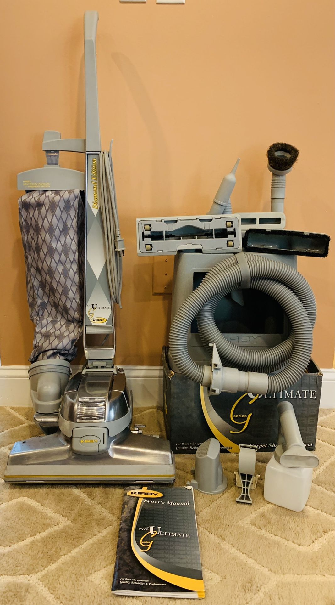 Kirby diamond vacuum cleaner with attachments and shampooer