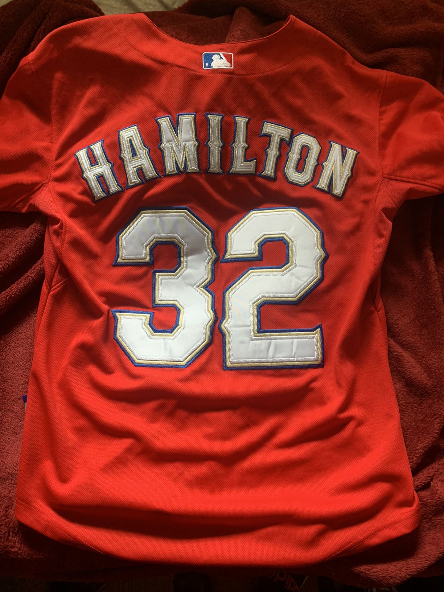2010 World Series Josh Hamilton Jersey, Red, Size 48