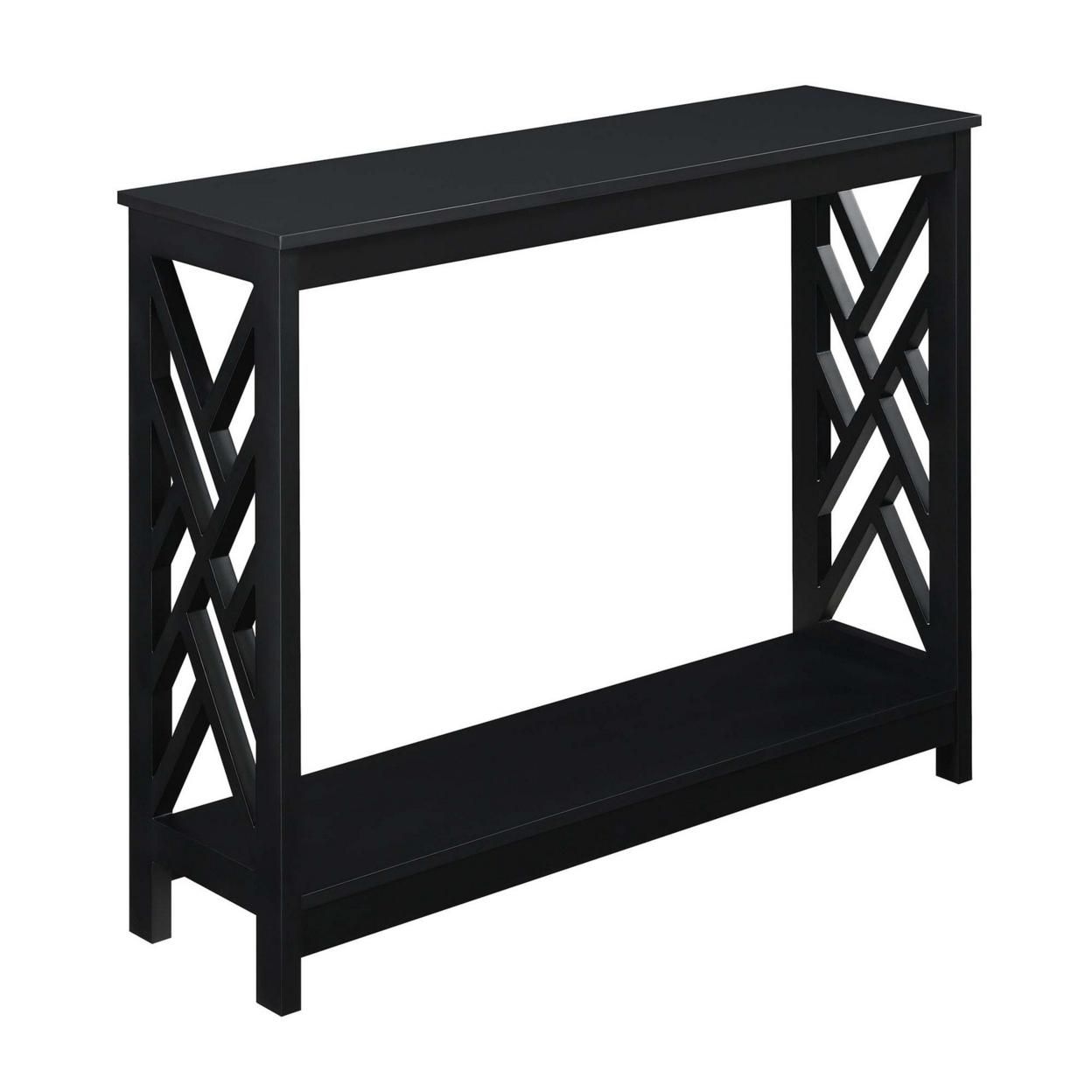Titan Console Table with Shelf, Black