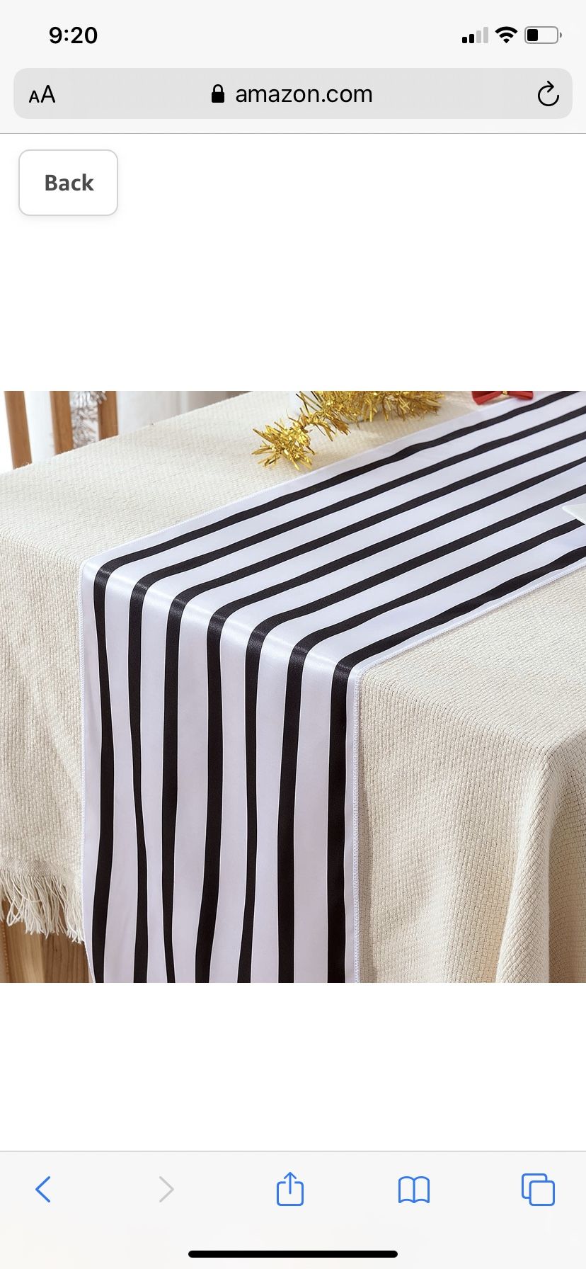 Satin Table Runner Black And White