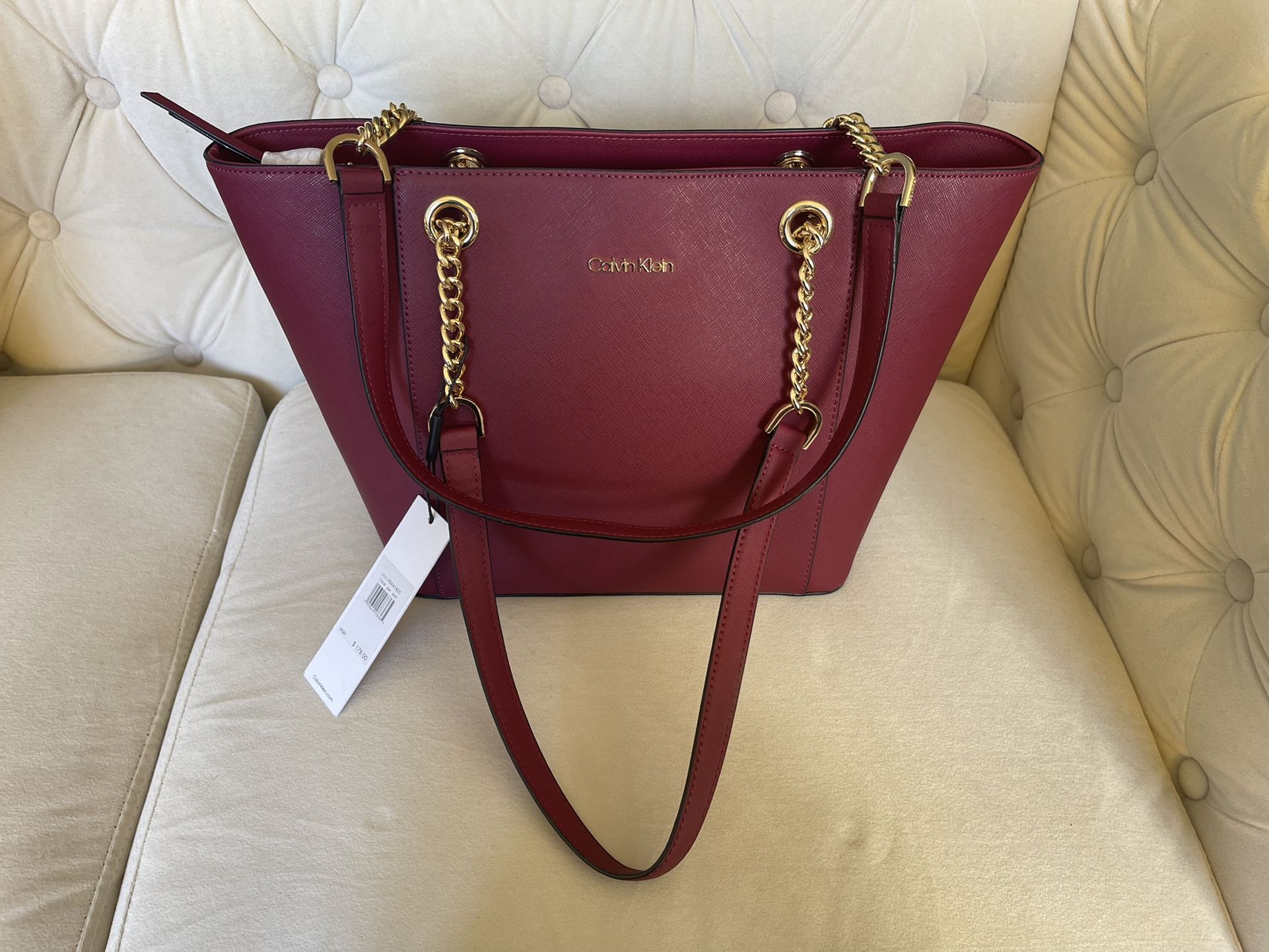 Calvin Klein Handbag Purse Gold Chain Accents