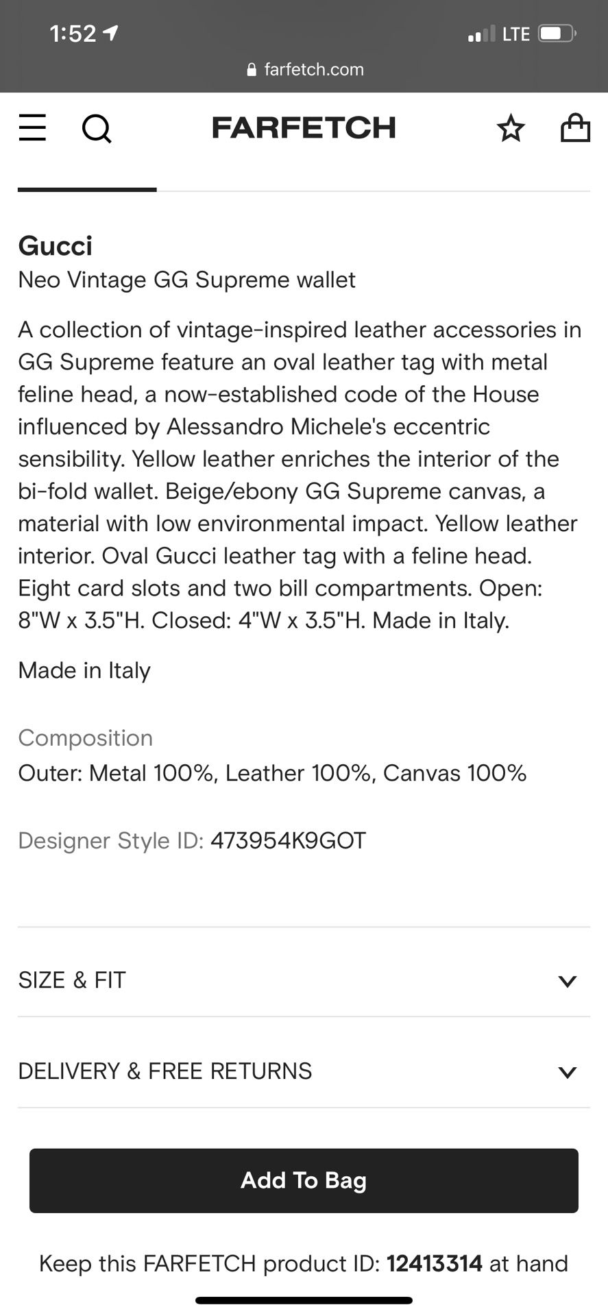 Gucci Neo Vintage GG Supreme wallet