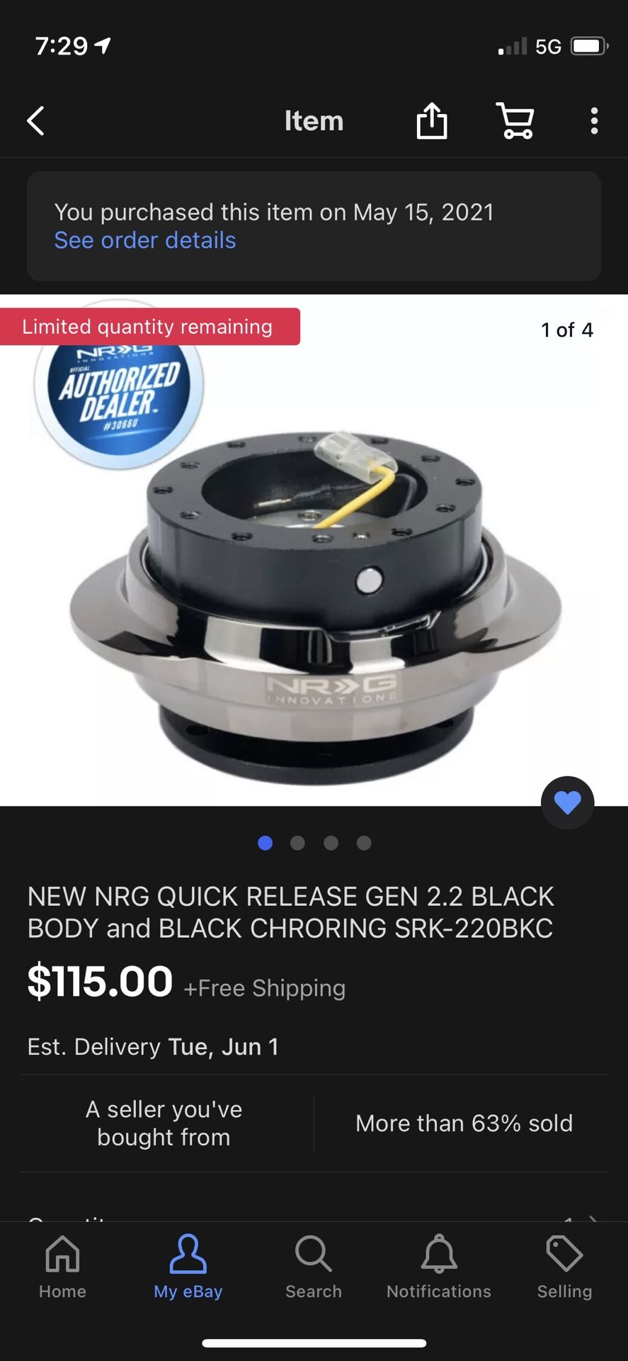 NRG Quick disconnect. Like new! Save over $40