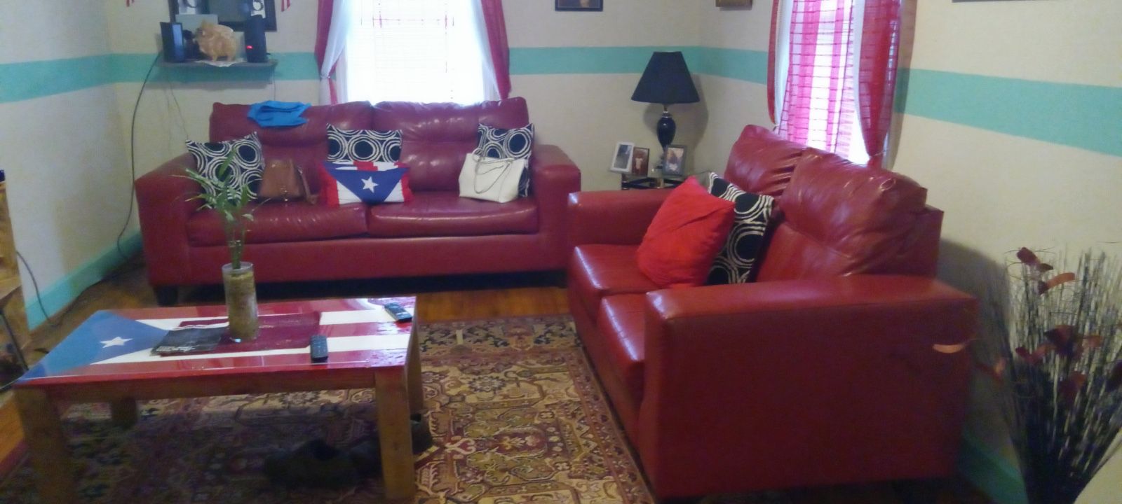 Red Faux leatherCouches 