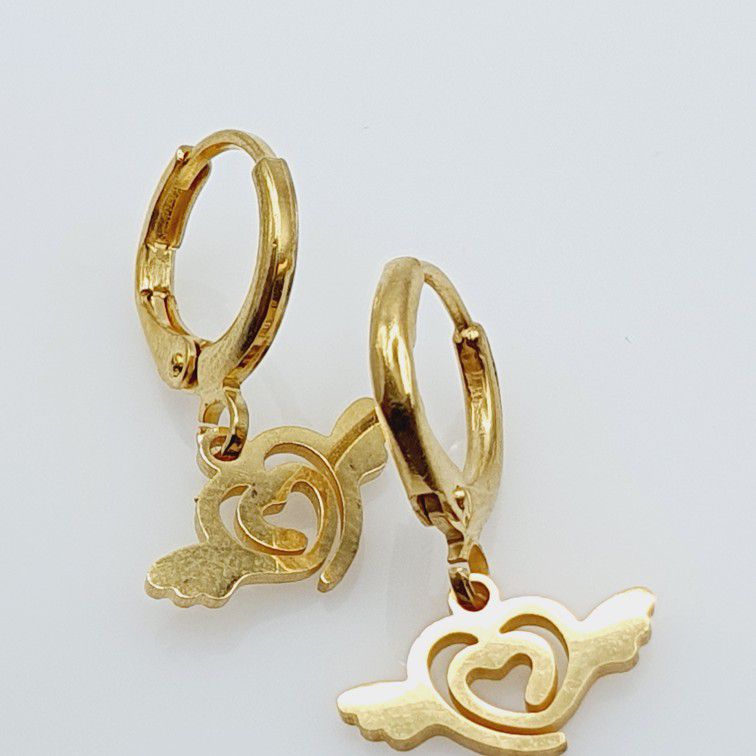 "Simple Heart wing Stainless Steel Earrings for Women, 55EGL1210
 
 
