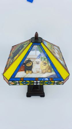 Danbury Mint Pomeranian Stained Glass Lamp RARE Thumbnail