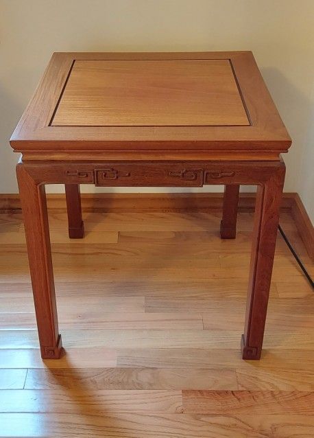 Vintage Carved Chinese Wood End Table