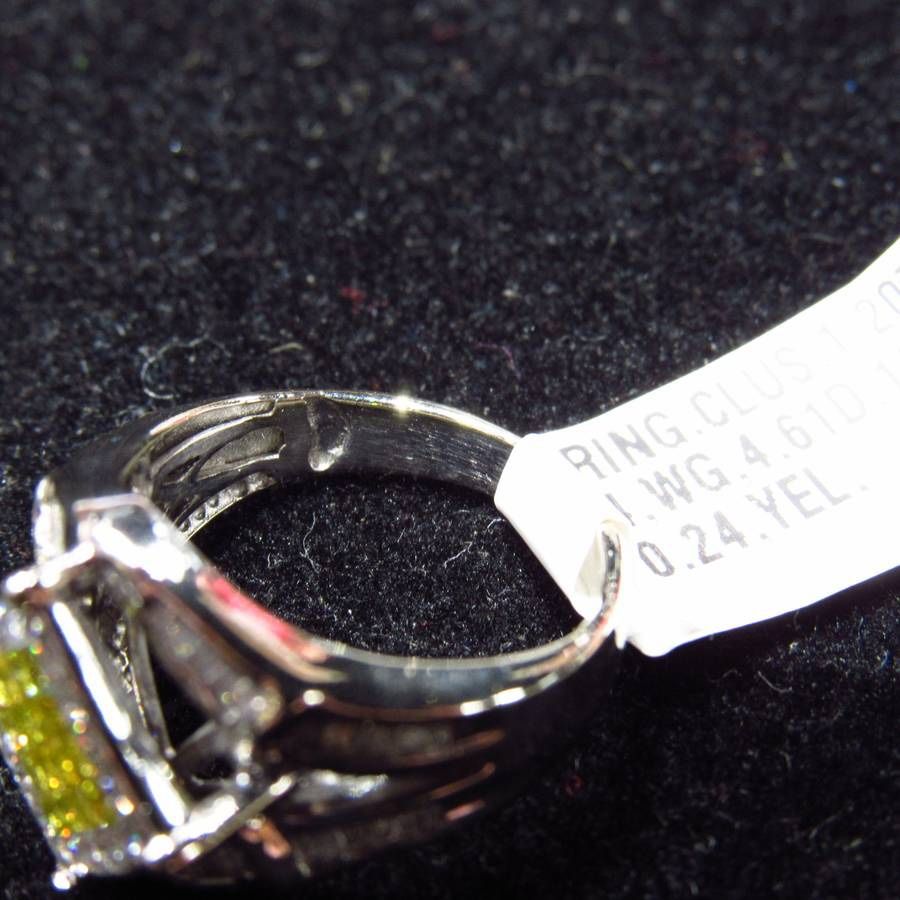 1.20ctw Princess Cut Diamond Cluster Statement Ring 14k White Gold Size 6