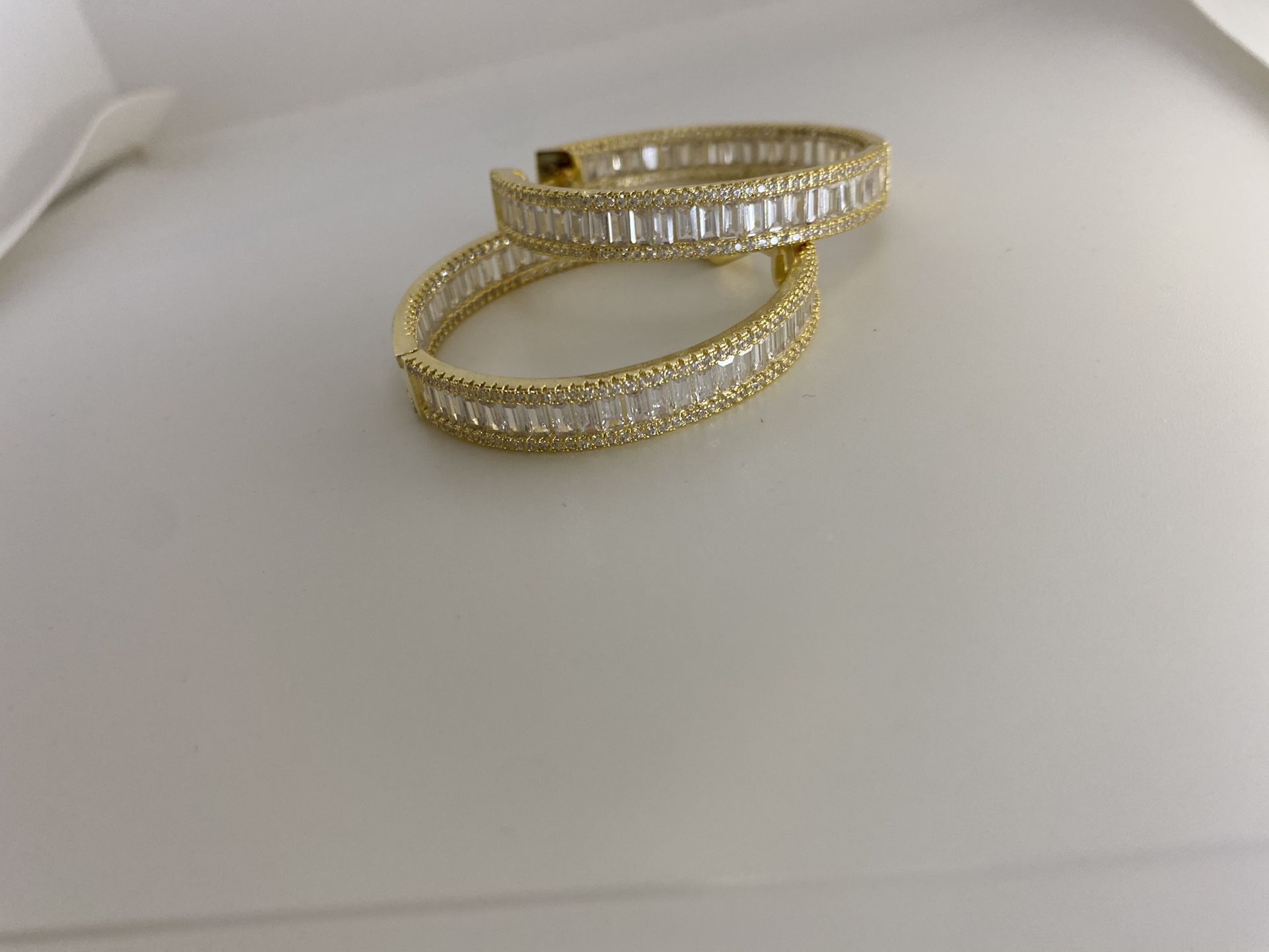 Silver/ Gold Baguette Hoops