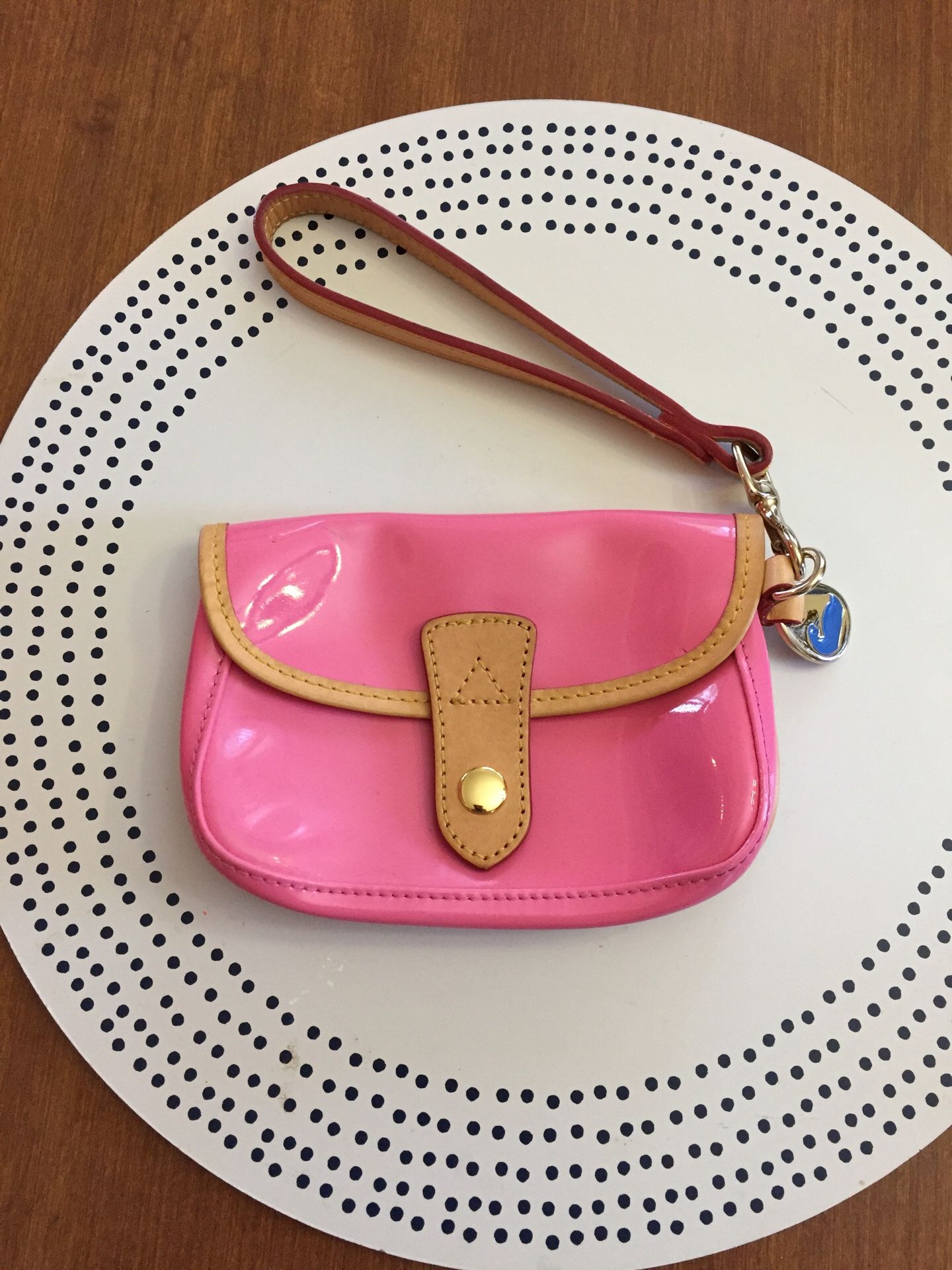 Dooney Bourke shinny pink wristlet envelop flap bag
