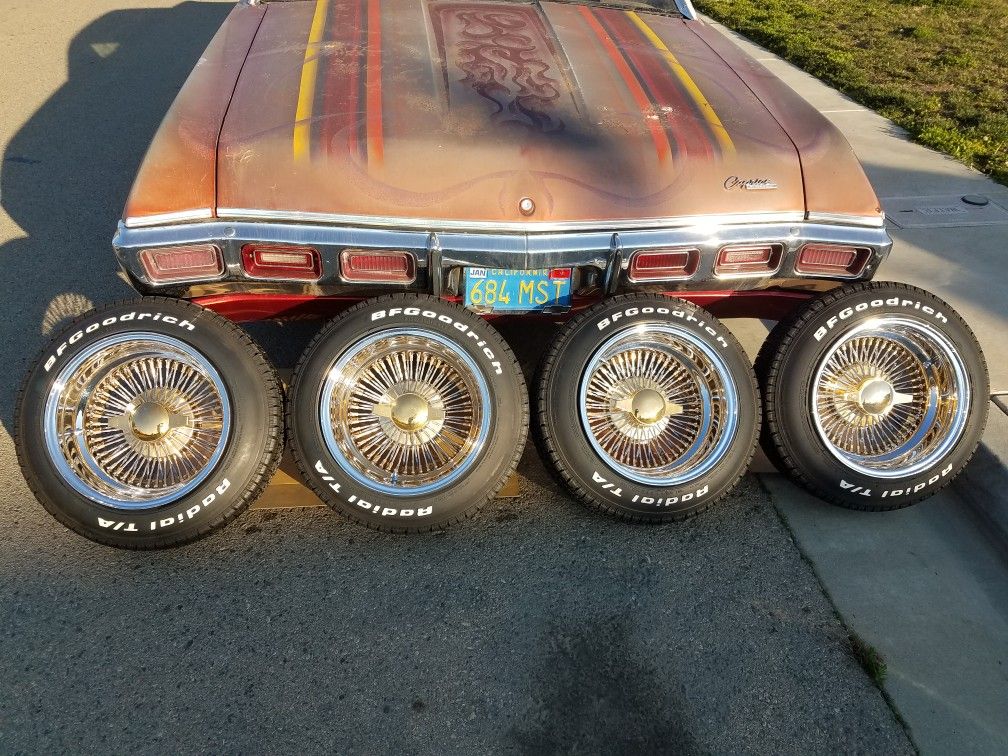 15x8 triple gold 72 spoke Daytons Bfgoodrich tires Cadillac lowrider