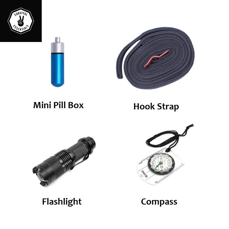 Survival Essentials - 12 in 1 Portable Survival Kit Gear Tactical Emergency Tools Tool Kit- For Outdoor Camping, Hiking, Hunting, Fishing, & More!