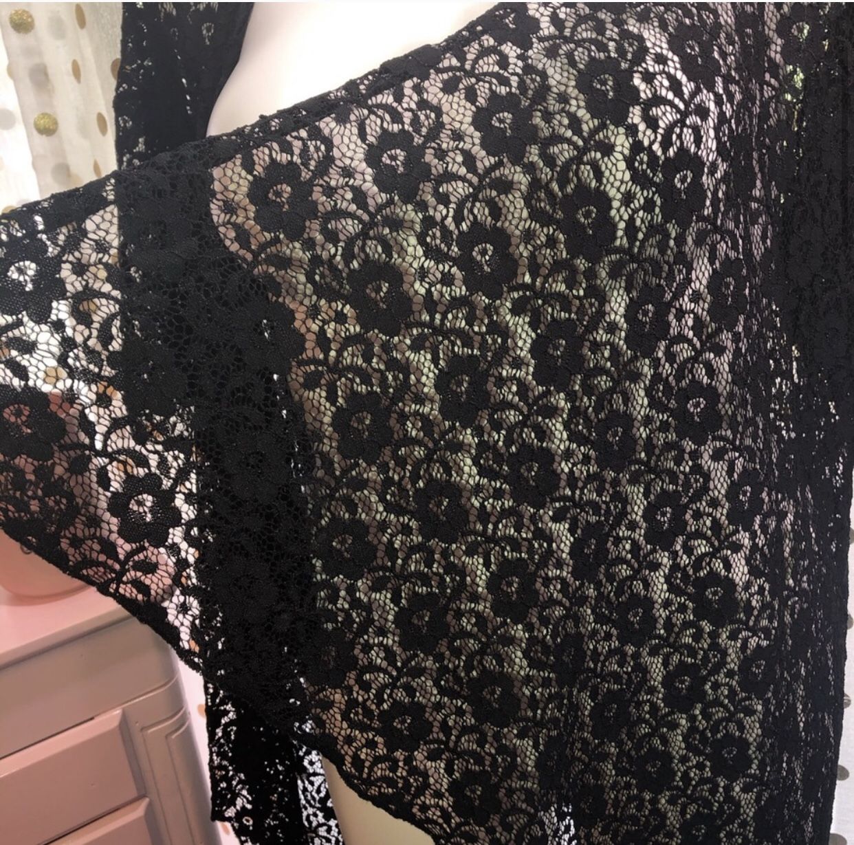LuLaRoe Size Large Black Fringe Open Front Sweater Cardigan