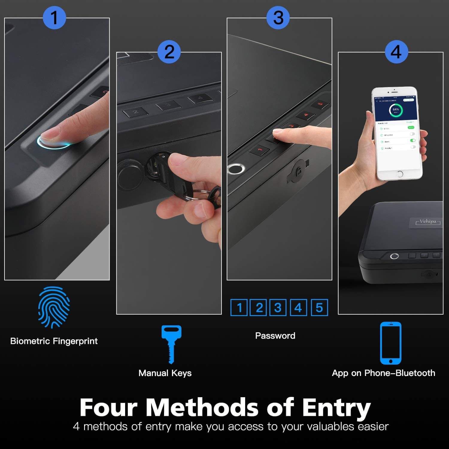Safe Box With Biometric Fingerprint Key Lock And App