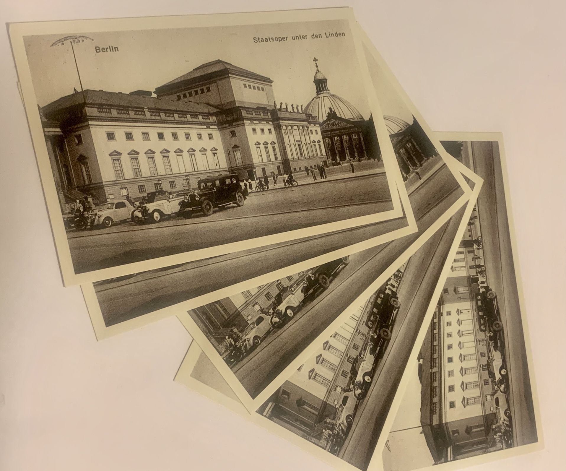 Germany, Berlin Staatsoper Unter Den Linden Genuine Postcard From early 1930’s Mercedes, DKV, NSU Vintage Cars, Mint Condition
