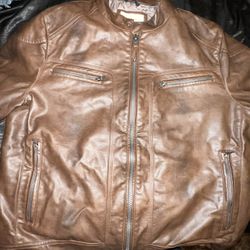 Calvin Klein Brown Leather Jacket Thumbnail