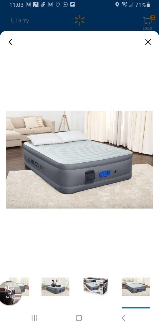 $50.New Open Box 20 in.height Queen Air Mattress Alwayzaire
Build-in dual pump with USB PORT