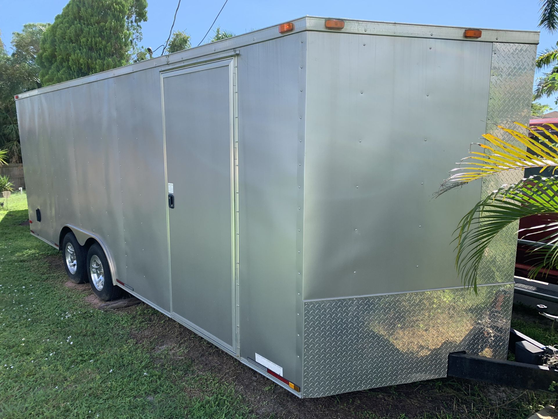 Enclosed trailer great for hauling cars motorcycles or precious cargo 8000 or best offer comes with upgraded tires and rims as well as two otheo other