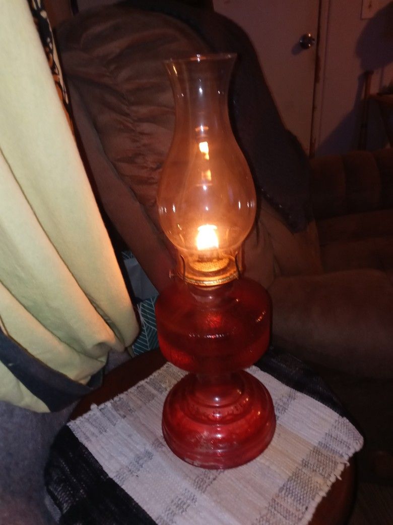 Antique-Eagle- Hand Blown- Vintage-Kerosene Lamp