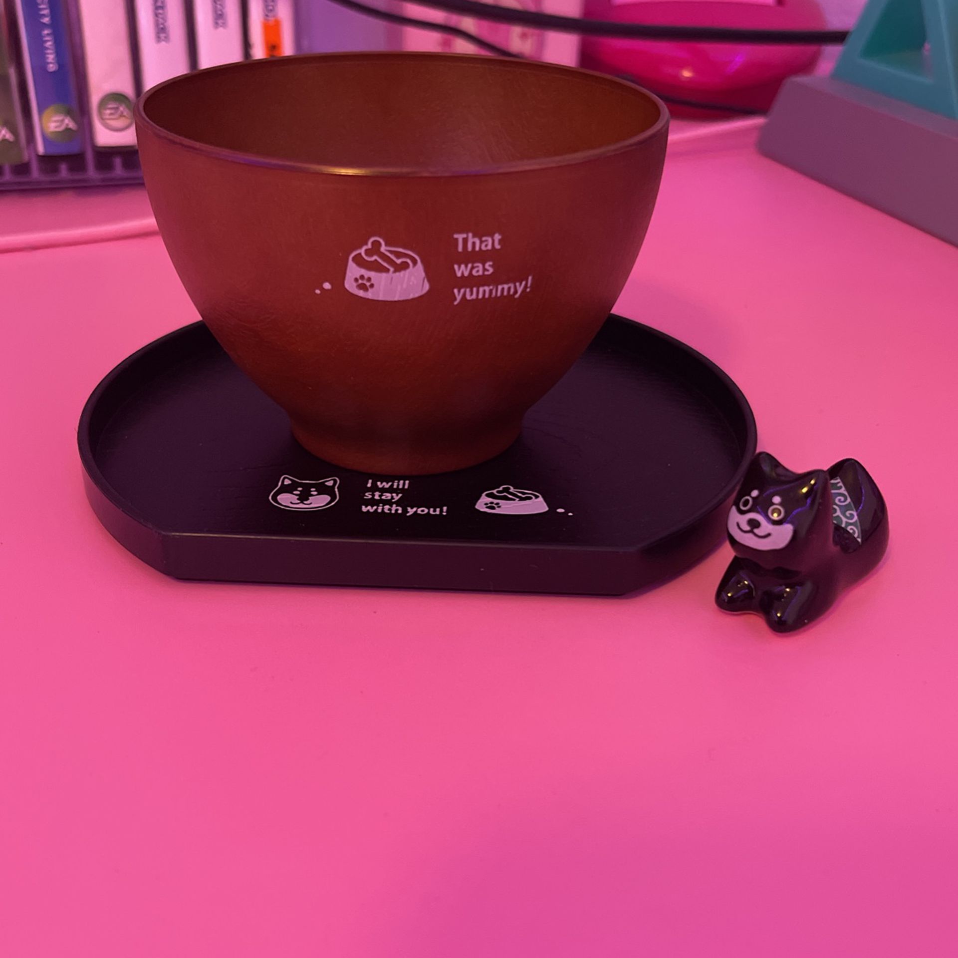 Dog Themed Bowl with Chopstick Stand/Holder