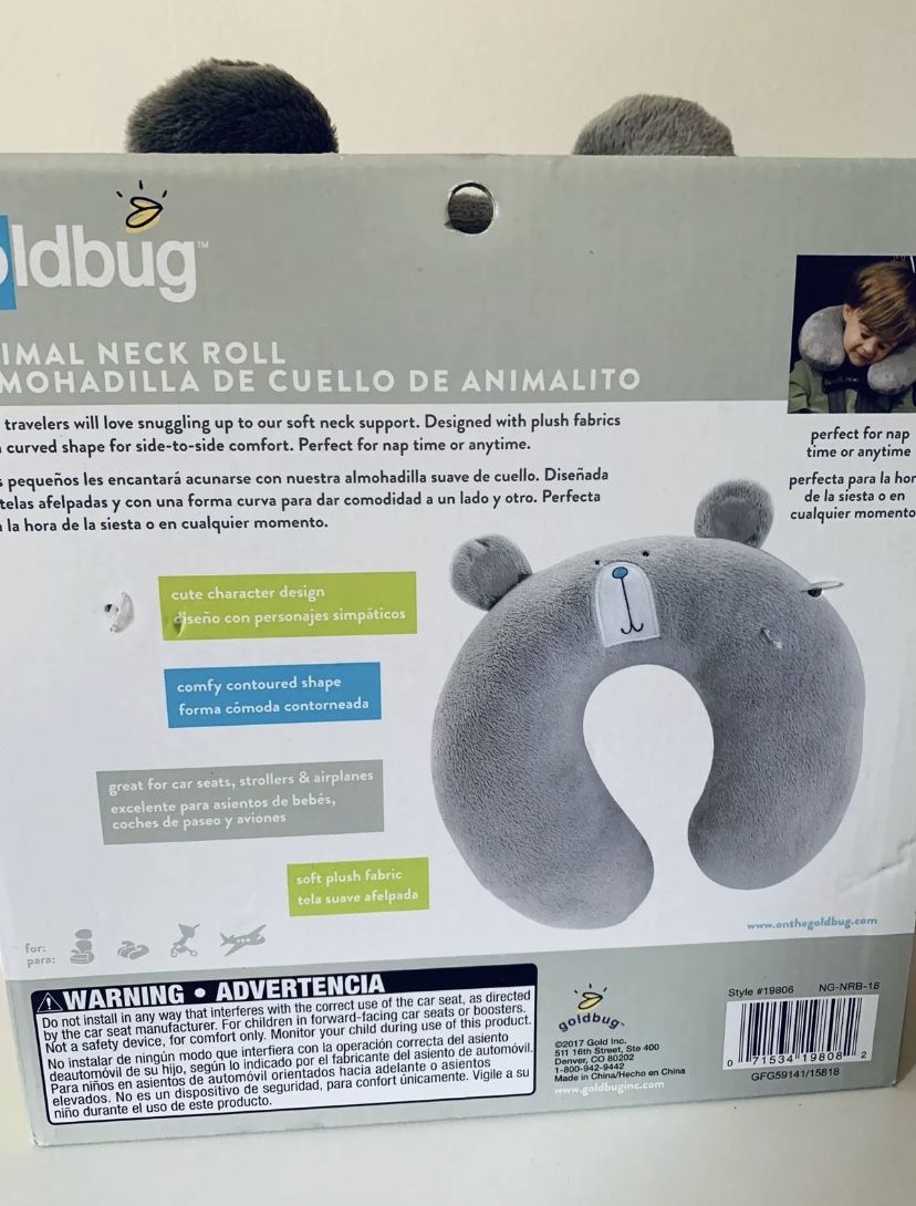 On the Goldbug™ Bear Animal Neck Roll Travel Pillow, Toddler Neck Support
