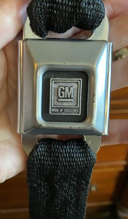 Unique Adjustable Seatbelt Belt - Black And Silver  Thumbnail