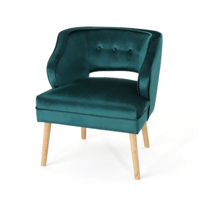 Teal Modern Velvet Cushioned Accent Chair