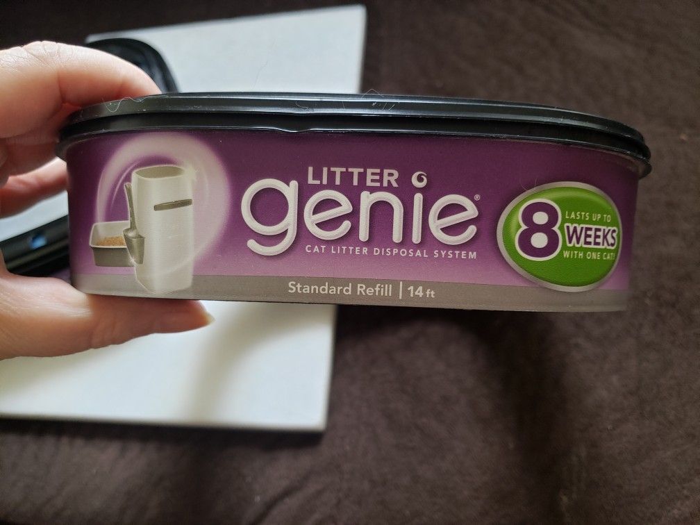 Litter Genie Cat kitty Litter Disposal System REFILL CARTRIDGE -2 Pack. Condition is New lasts up to 8 weeks with one cat standard refill 14 ft
