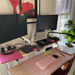 Split Level/ 2 Level Electric Sit To Stand Desk With Memory  Thumbnail