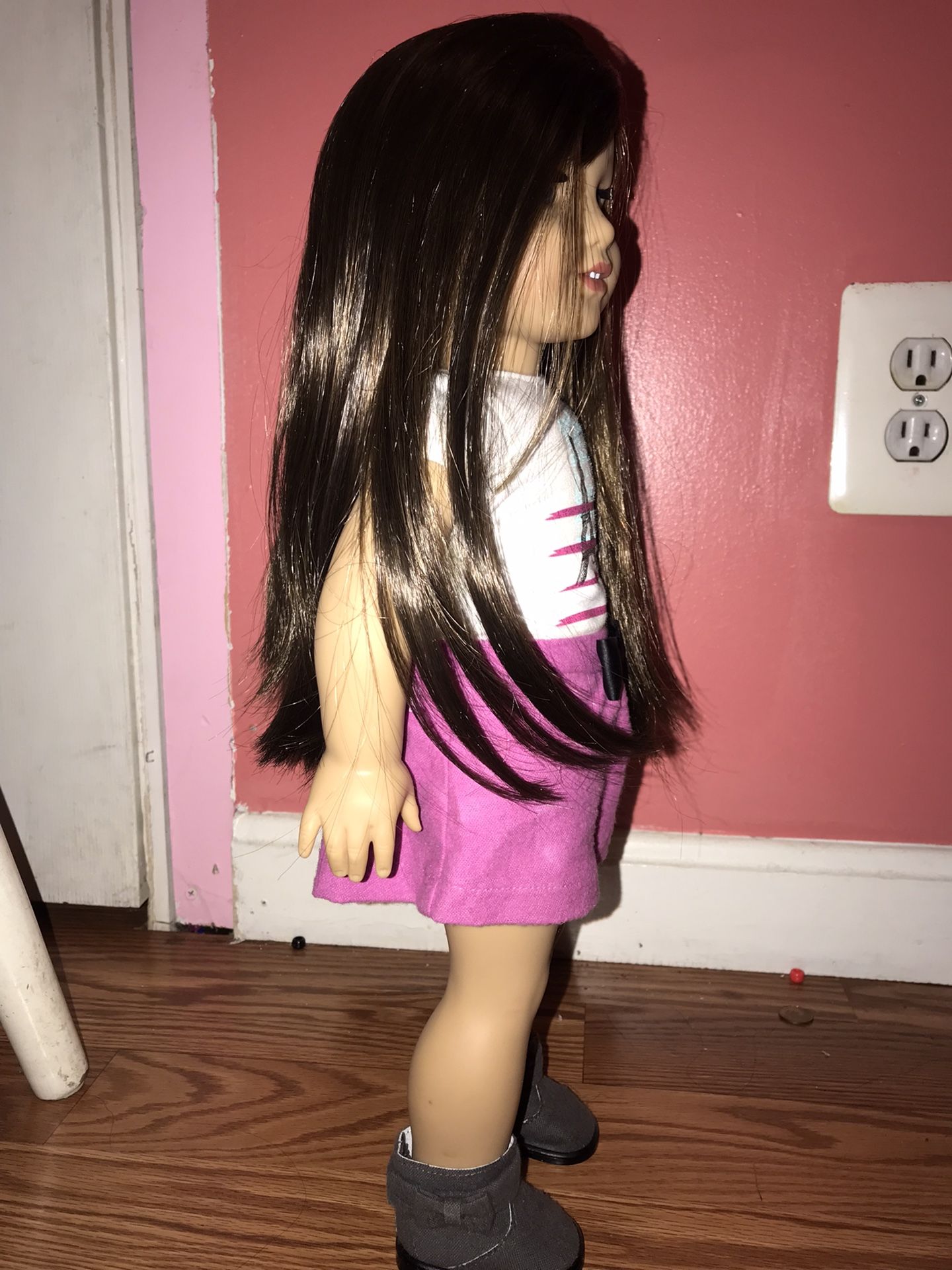 Grace American Girl Doll + city outfit + doll carrier